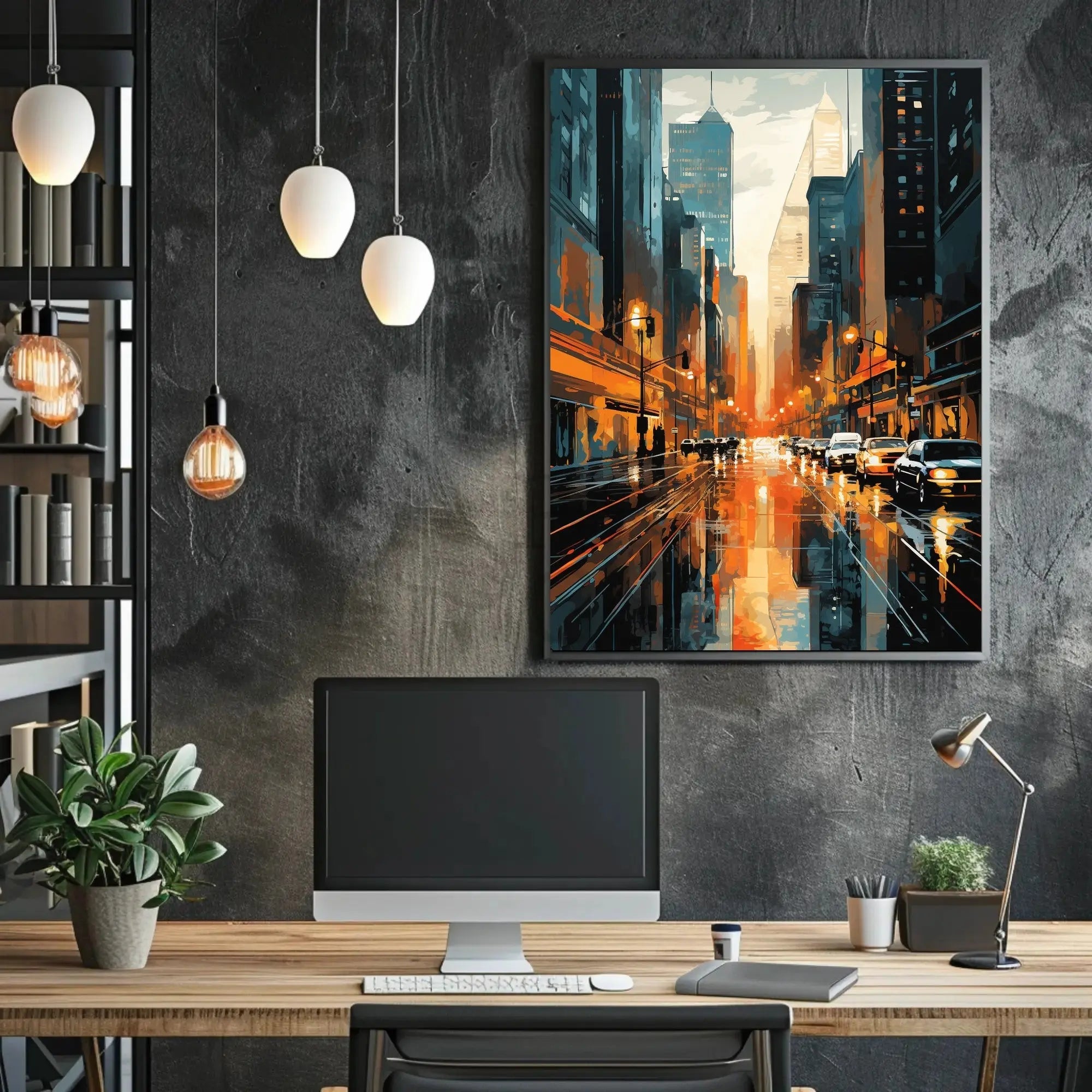 Vibrant Cityscape Reflections: Modern Urban Travel Poster PosterGoat