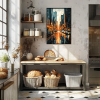 Vibrant Cityscape Reflections: Modern Urban Travel Poster PosterGoat