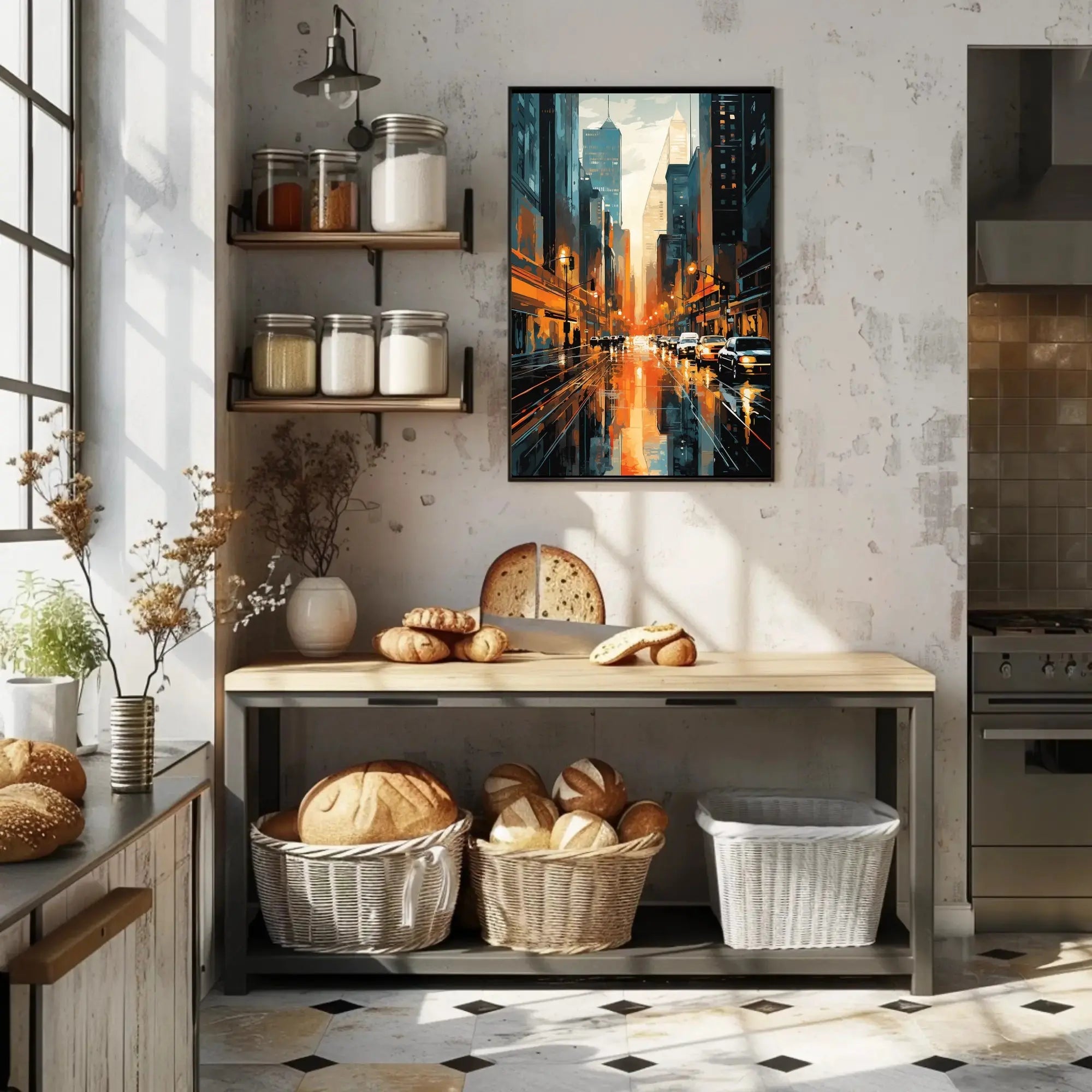 Vibrant Cityscape Reflections: Modern Urban Travel Poster PosterGoat