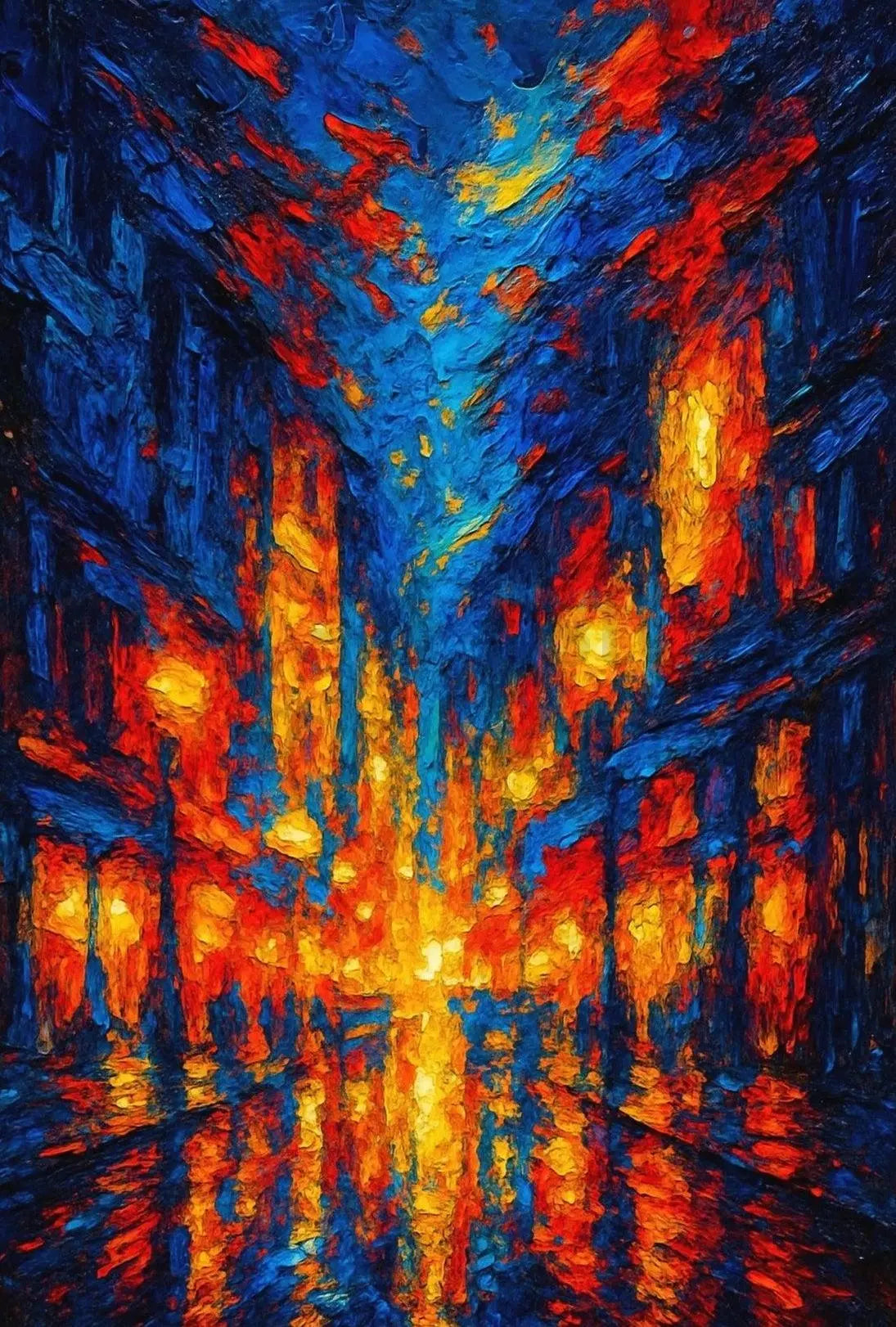 Vibrant Cityscape at Night: Artistic Impressions Poster PosterGoat