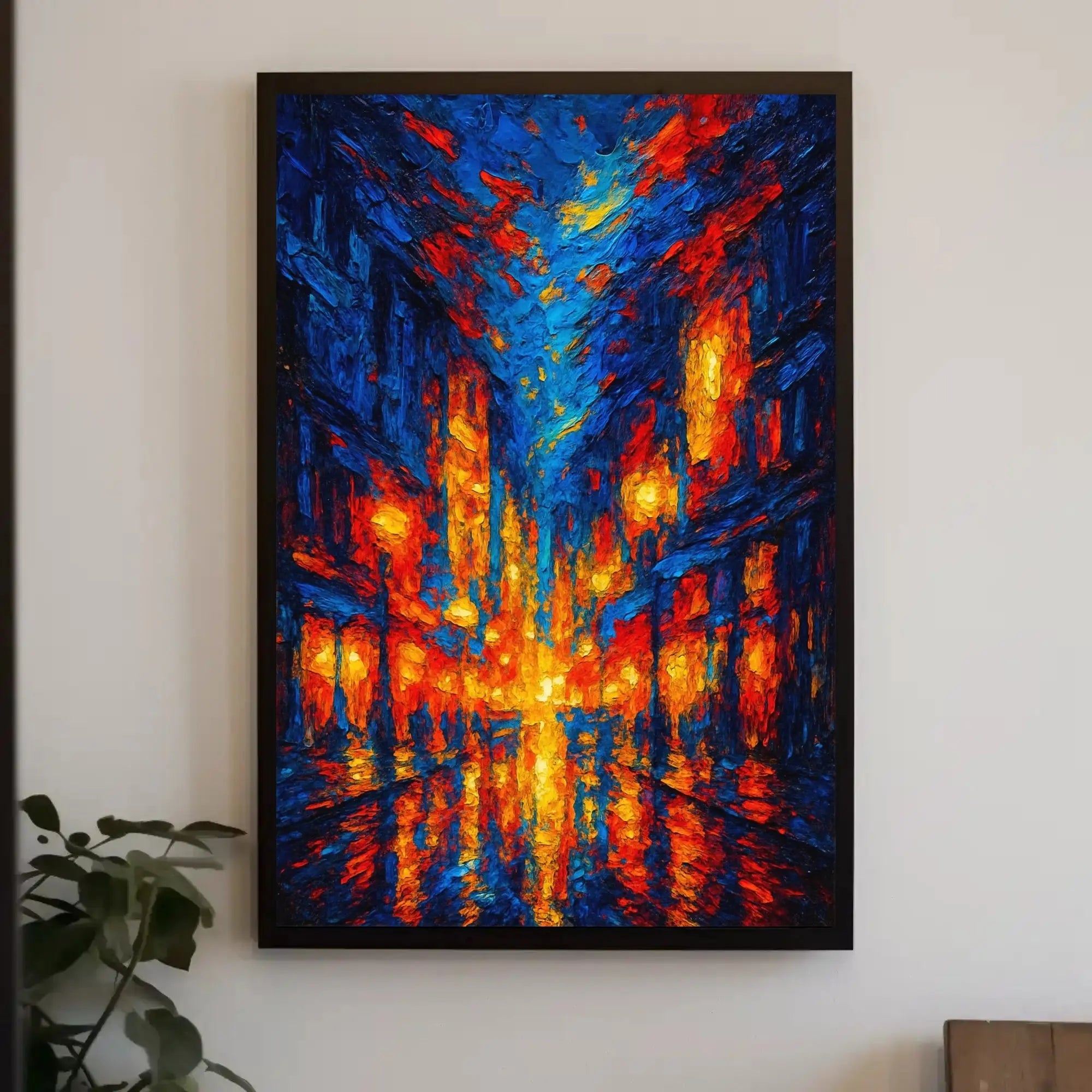 Vibrant Cityscape at Night: Artistic Impressions Poster PosterGoat