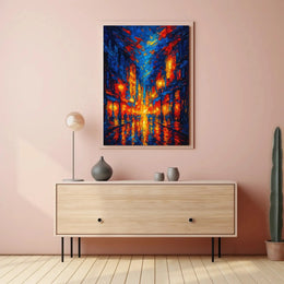 Vibrant Cityscape at Night: Artistic Impressions Poster PosterGoat