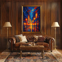 Vibrant Cityscape at Night: Artistic Impressions Poster PosterGoat