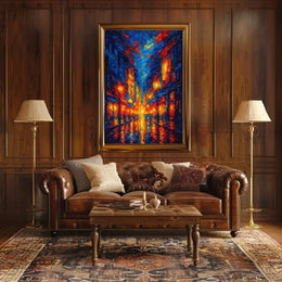 Vibrant Cityscape at Night: Artistic Impressions Poster PosterGoat