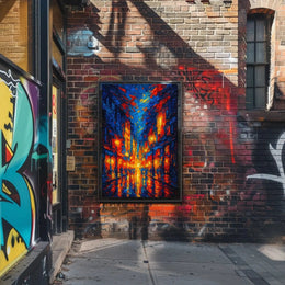 Vibrant Cityscape at Night: Artistic Impressions Poster PosterGoat