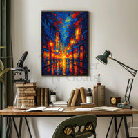 Vibrant Cityscape at Night: Artistic Impressions Poster PosterGoat