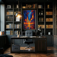 Vibrant Cityscape at Night: Artistic Impressions Poster PosterGoat