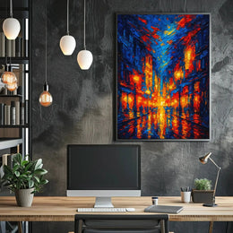 Vibrant Cityscape at Night: Artistic Impressions Poster PosterGoat