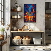 Vibrant Cityscape at Night: Artistic Impressions Poster PosterGoat
