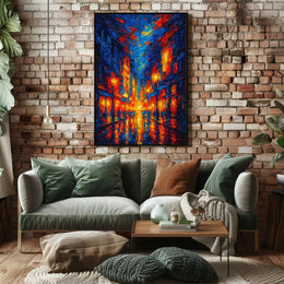 Vibrant Cityscape at Night: Artistic Impressions Poster PosterGoat