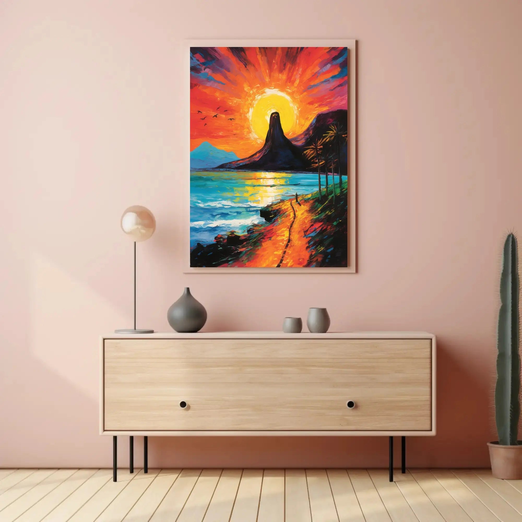Vibrant Coastal Sunset Artistic Poster PosterGoat