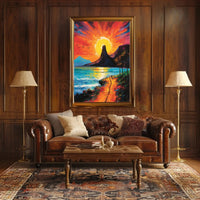 Vibrant Coastal Sunset Artistic Poster PosterGoat