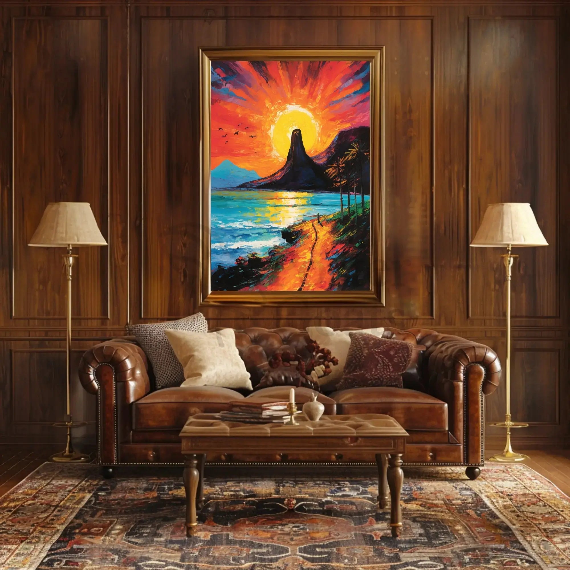 Vibrant Coastal Sunset Artistic Poster PosterGoat