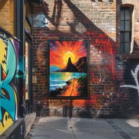 Vibrant Coastal Sunset Artistic Poster PosterGoat