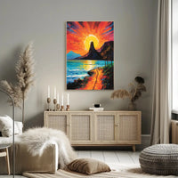 Vibrant Coastal Sunset Artistic Poster PosterGoat