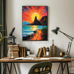 Vibrant Coastal Sunset Artistic Poster PosterGoat