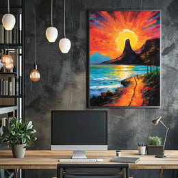Vibrant Coastal Sunset Artistic Poster PosterGoat