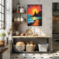 Vibrant Coastal Sunset Artistic Poster PosterGoat