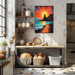 Vibrant Coastal Sunset Artistic Poster PosterGoat