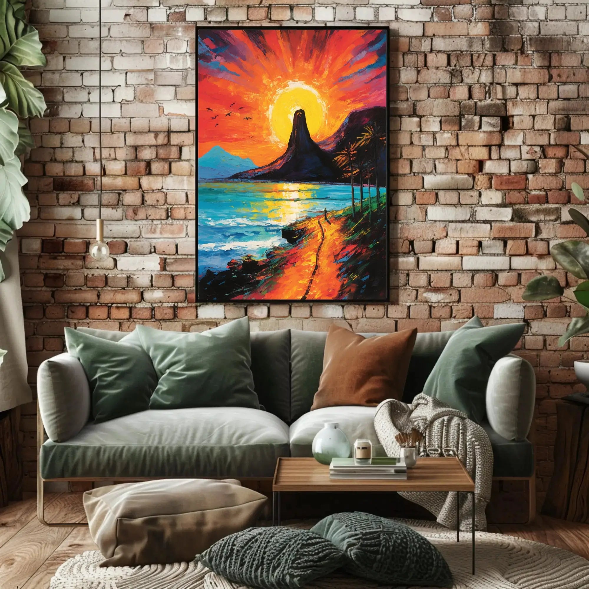Vibrant Coastal Sunset Artistic Poster PosterGoat