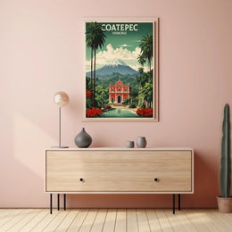 Vibrant Coatepec Travel Poster with Colonial Architecture PosterGoat