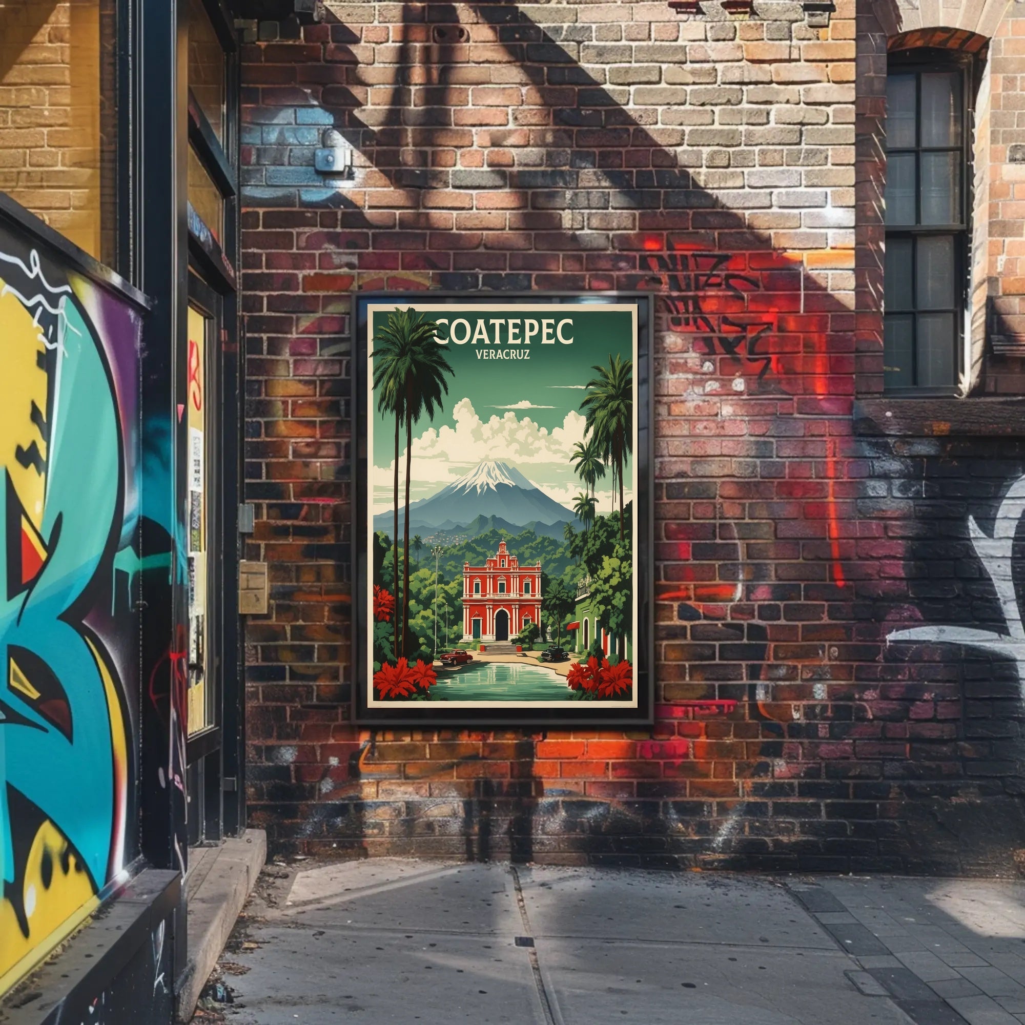 Vibrant Coatepec Travel Poster with Colonial Architecture PosterGoat