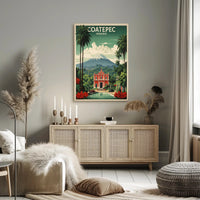 Vibrant Coatepec Travel Poster with Colonial Architecture PosterGoat