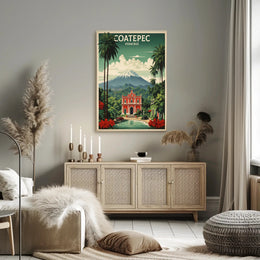 Vibrant Coatepec Travel Poster with Colonial Architecture PosterGoat