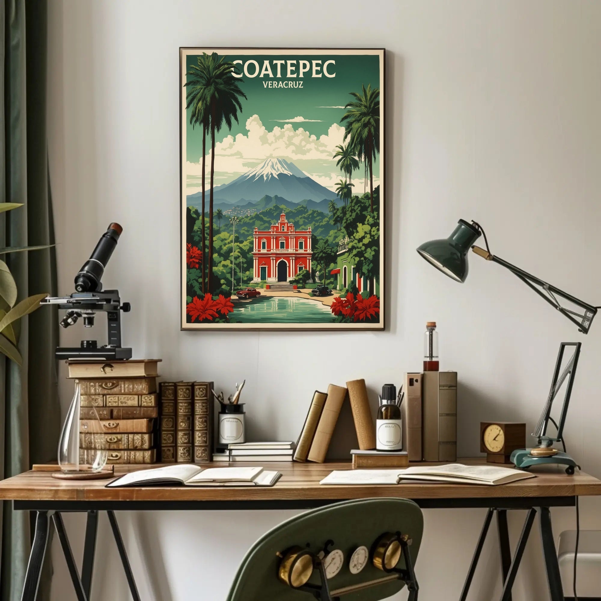 Vibrant Coatepec Travel Poster with Colonial Architecture PosterGoat