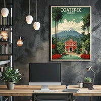 Vibrant Coatepec Travel Poster with Colonial Architecture PosterGoat