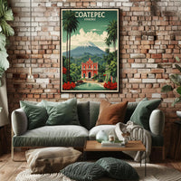 Vibrant Coatepec Travel Poster with Colonial Architecture PosterGoat