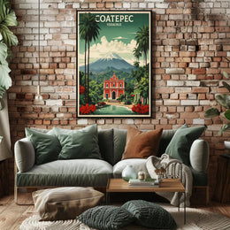 Vibrant Coatepec Travel Poster with Colonial Architecture PosterGoat