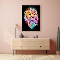 Vibrant Colorful Lion Face Abstract or Artistic Poster PosterGoat