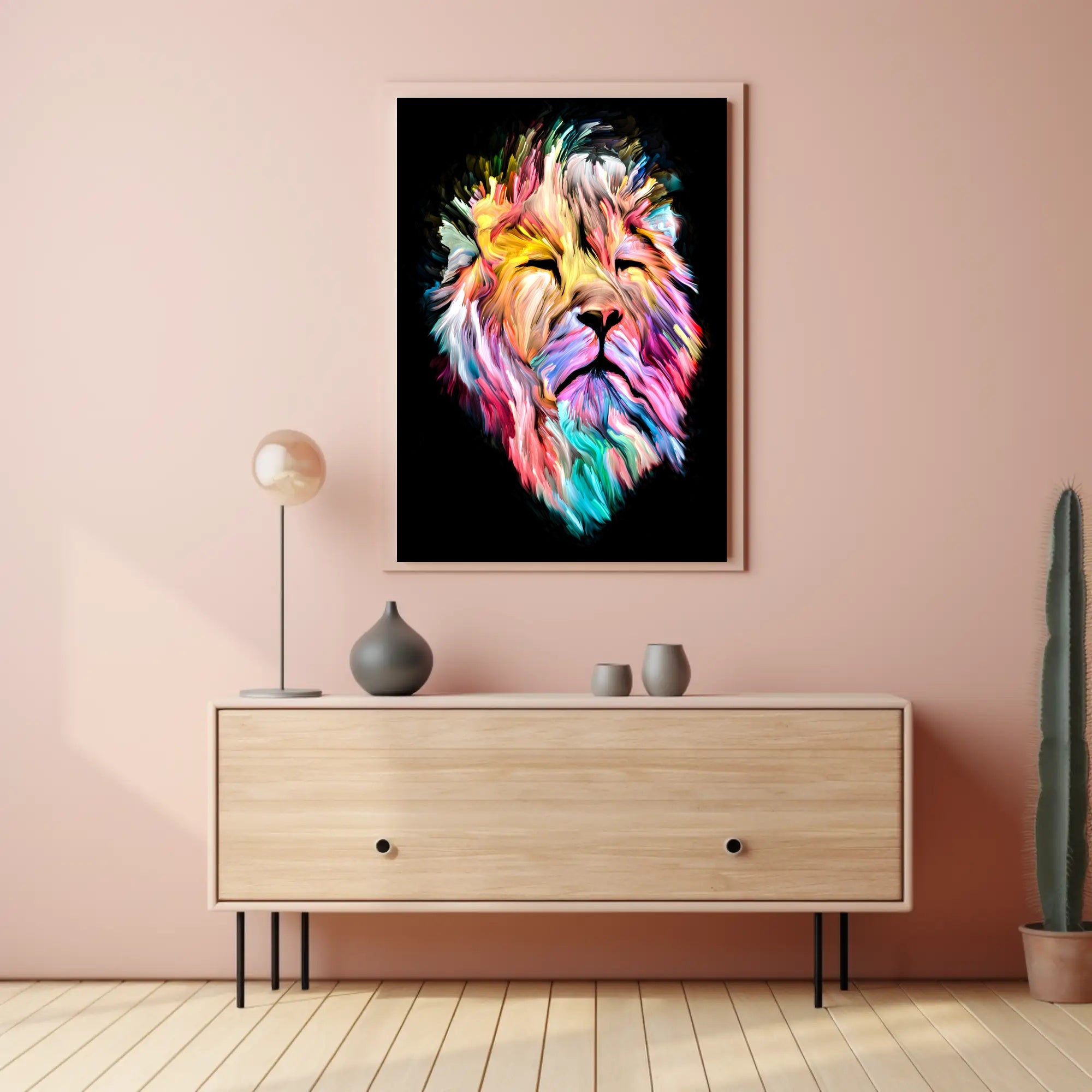 Vibrant Colorful Lion Face Abstract or Artistic Poster PosterGoat
