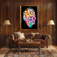 Vibrant Colorful Lion Face Abstract or Artistic Poster PosterGoat