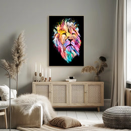 Vibrant Colorful Lion Face Abstract or Artistic Poster PosterGoat