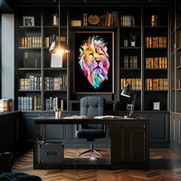 Vibrant Colorful Lion Face Abstract or Artistic Poster PosterGoat