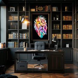 Vibrant Colorful Lion Face Abstract or Artistic Poster PosterGoat
