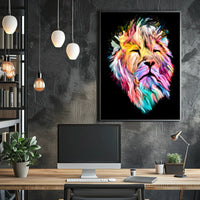 Vibrant Colorful Lion Face Abstract or Artistic Poster PosterGoat