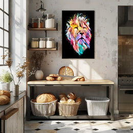 Vibrant Colorful Lion Face Abstract or Artistic Poster PosterGoat