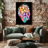 Vibrant Colorful Lion Face Abstract or Artistic Poster PosterGoat