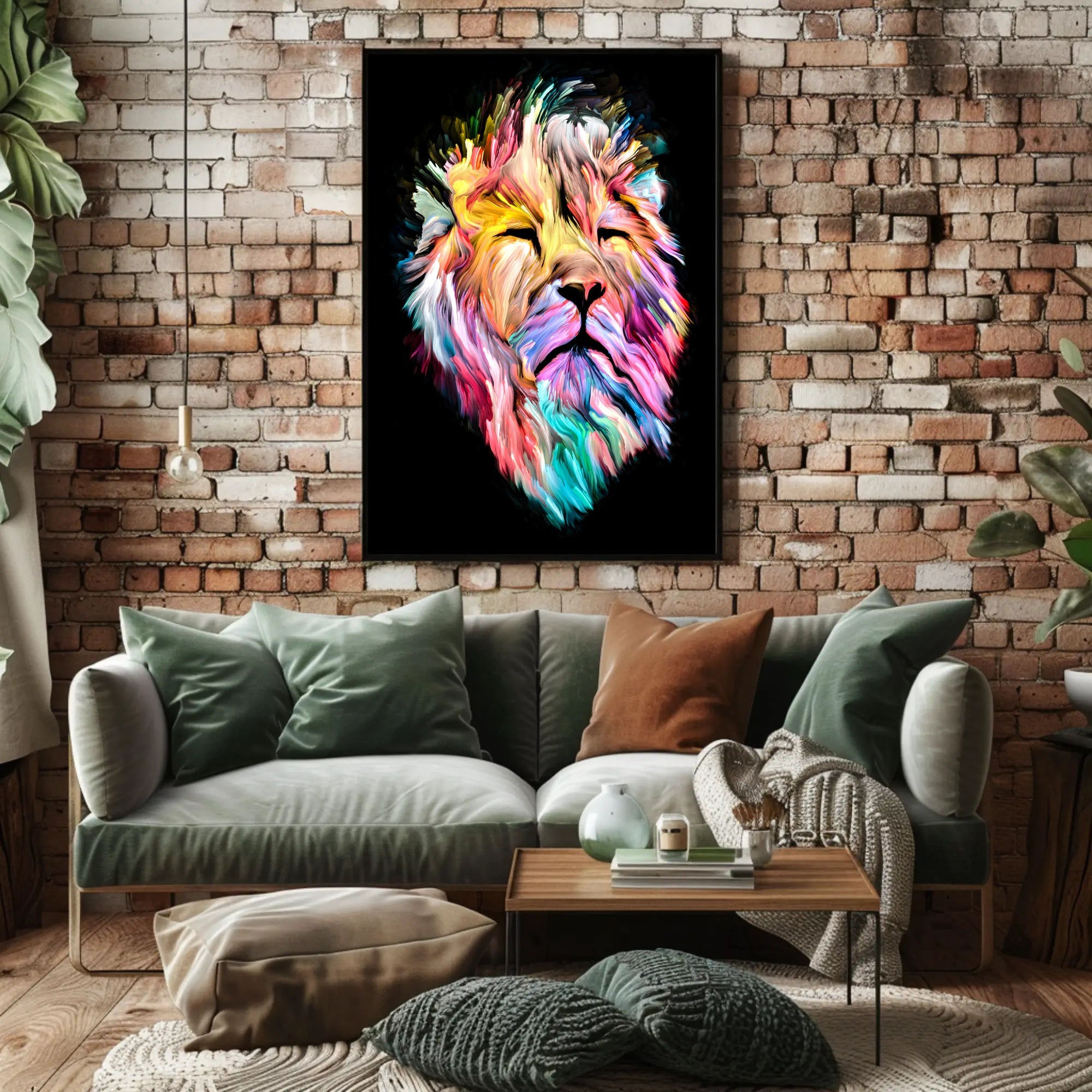 Vibrant Colorful Lion Face Abstract or Artistic Poster PosterGoat