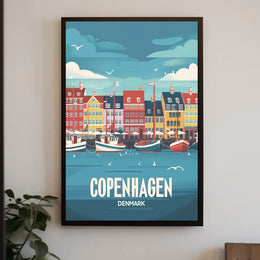Vibrant Copenhagen Harbor Travel Poster PosterGoat