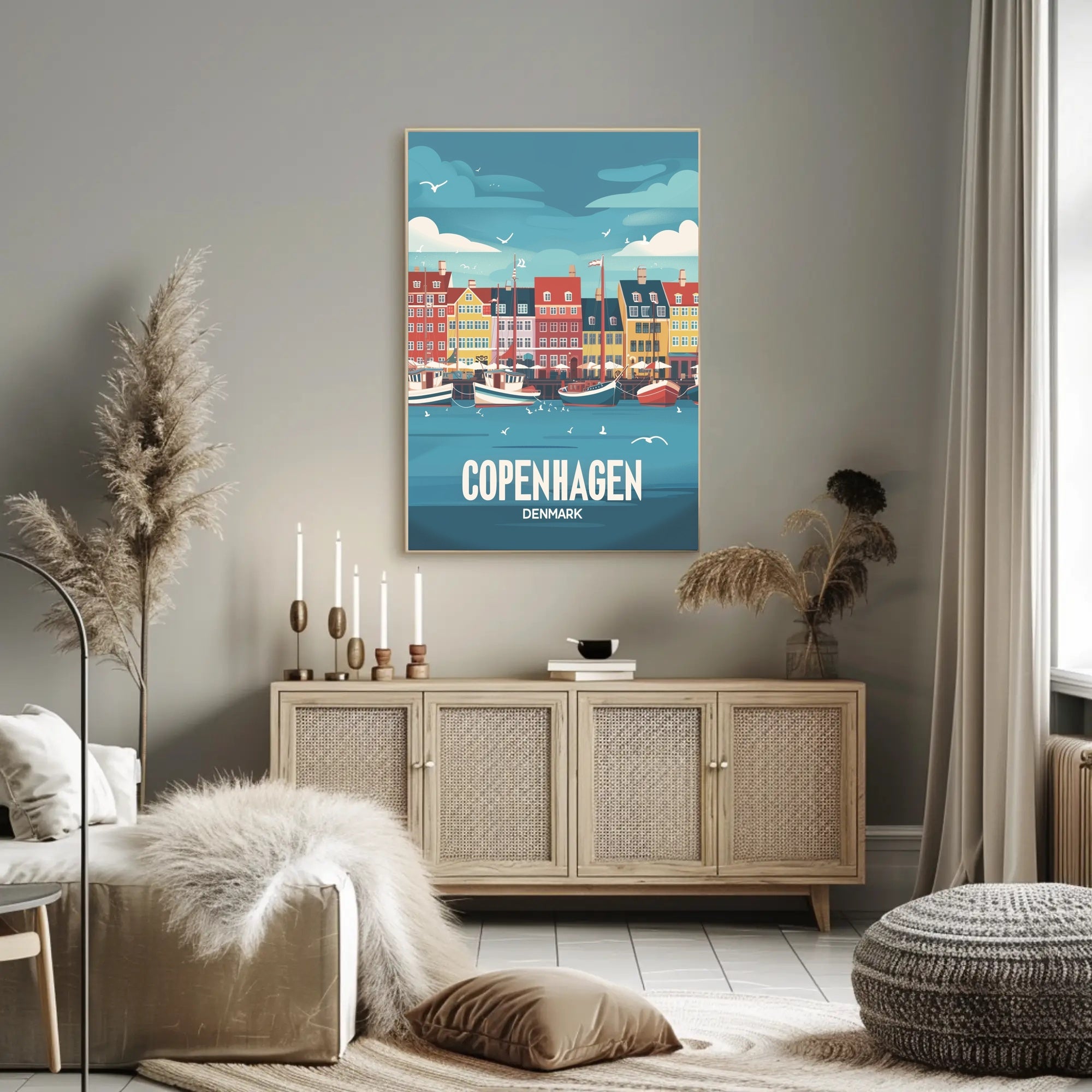 Vibrant Copenhagen Harbor Travel Poster PosterGoat