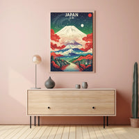 Vibrant Cosmic Japan Landscape Art Print - Artistic Poster PosterGoat
