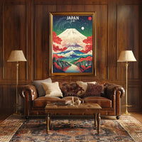 Vibrant Cosmic Japan Landscape Art Print - Artistic Poster PosterGoat