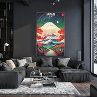 Vibrant Cosmic Japan Landscape Art Print - Artistic Poster PosterGoat