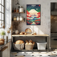 Vibrant Cosmic Japan Landscape Art Print - Artistic Poster PosterGoat