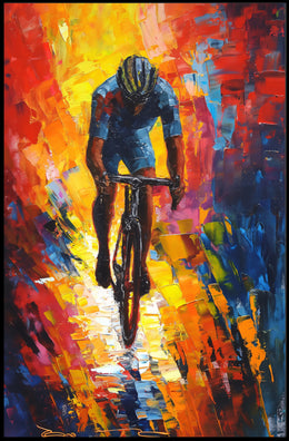 Vibrant Cyclist in Motion Sports Poster PosterGoat