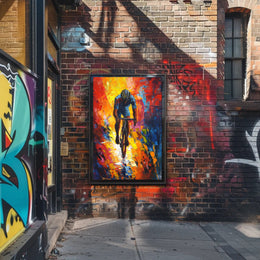 Vibrant Cyclist in Motion Sports Poster PosterGoat